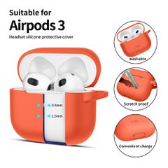 Tech-Protect Silicone Hook Case for Apple AirPods 3 - Orange-thumb-1