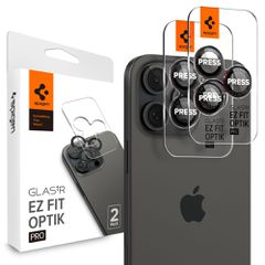 Spigen Optik Pro L-Series Glas.tR EZ Fit Tempered Glass for iPhone 14 Pro / Pro Max / 15 Pro / Pro Max / 16 Pro / 16 Pro Max Camera - Black with Red Edge