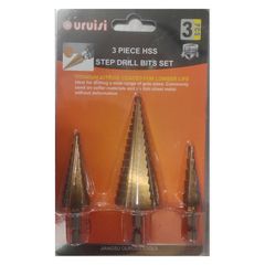 3 Pcs Hss Step Drill Bits Set (σετ τρυπανιών) uruisi-thumb-1