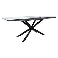 Επεκτεινόμενο Τραπέζι Κουζίνας Palan Μελαμίνη Γκρι Μαρμάρου - Μαύρο 160-200x80x77cm