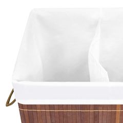 vidaXL Καλάθι Άπλυτων με 2 Τμήματα Καφέ 72 Λίτρα από Μπαμπού-thumb-6