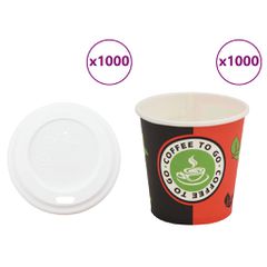 vidaXL Χάρτινα ποτήρια καφέ με καπάκια 1000 τεμάχια 4oz 120ml