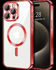 MagSafe TPU Color Chrome Case protect lens for iPhone 16 Pro Red
