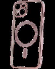 MagSafe TPU Color Chrome Case protect lens for iPhone 15 Rose Gold