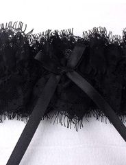 Black Eyelash Lace Bow Leg Rings-thumb-3
