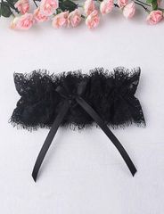 Black Eyelash Lace Bow Leg Rings-thumb-7
