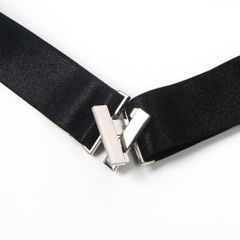 Black Adjustable Buckles Elastic Leg Rings-thumb-3