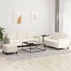 Σετ Καναπέ 3 Τεμαχίων Κρεμ Βελούδο 3202032