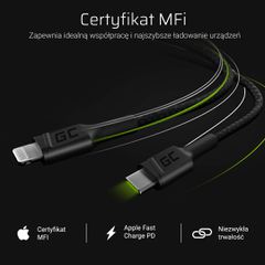 Green Cell KABGC07 lightning cable 1 m Black-thumb-3