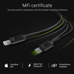 Green Cell KABGC07 lightning cable 1 m Black-thumb-4