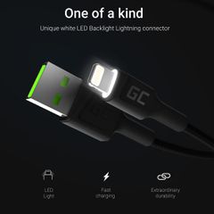 Green Cell KABGC12 lightning cable 2 m Black-thumb-2