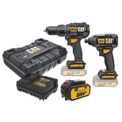 CAT COMBO4: Κρουστικό Δραπανοκατσάβιδο DX12B & Παλμικό Κατσαβίδι DX71B με Κασετίνα + Δώρο Μπαταρία 4.0Ah & Φορτιστής DXC4