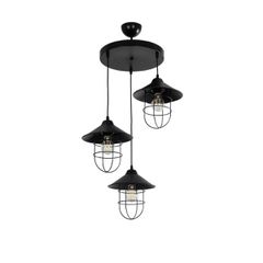 GLOBOSTAR® CAGE 203-0097 Vintage Κρεμαστό Φωτιστικό Οροφής με Ντουί 3 x E27 AC 220-240V IP20 - Μαύρο - Μ45 x Π45 x Υ45cm