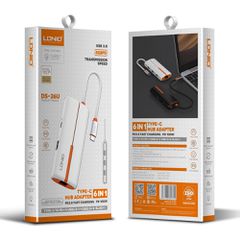 LDNIO USB hub DS-26U με θύρα δικτύου, 6 θυρών, USB-C σύνδεση, 100W PD, λευκό-thumb-8