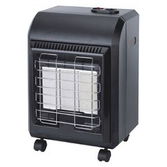 Θερμάστρα υγραερίου TG MINI 4.2KW σε μαύρο χρώμα με ορειχάλκινη βαλβίδα αερίου αυτόματη ανάφλεξη και ροδάκια