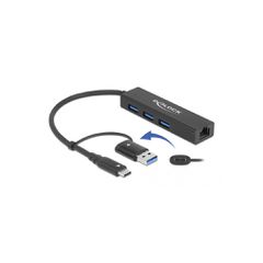 Docking station DELOCK με 3x θύρες USB 3.2 Gen 1/LAN 1000Mbps με ταχύτητα μεταφοράς δεδομένων 5Gbps μαύρο