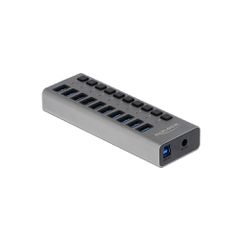 USB hub με διακόπτες DELOCK με 10x USB μεταφορά δεδομένων έως 5Gbps με LED ενδείξεις γκρι χρώμα