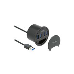 USB hub DELOCK με 4x USB 3.2 Gen 1, 5Gbps με διάμετρο εγκοπής 60mm σε μαύρο χρώμα