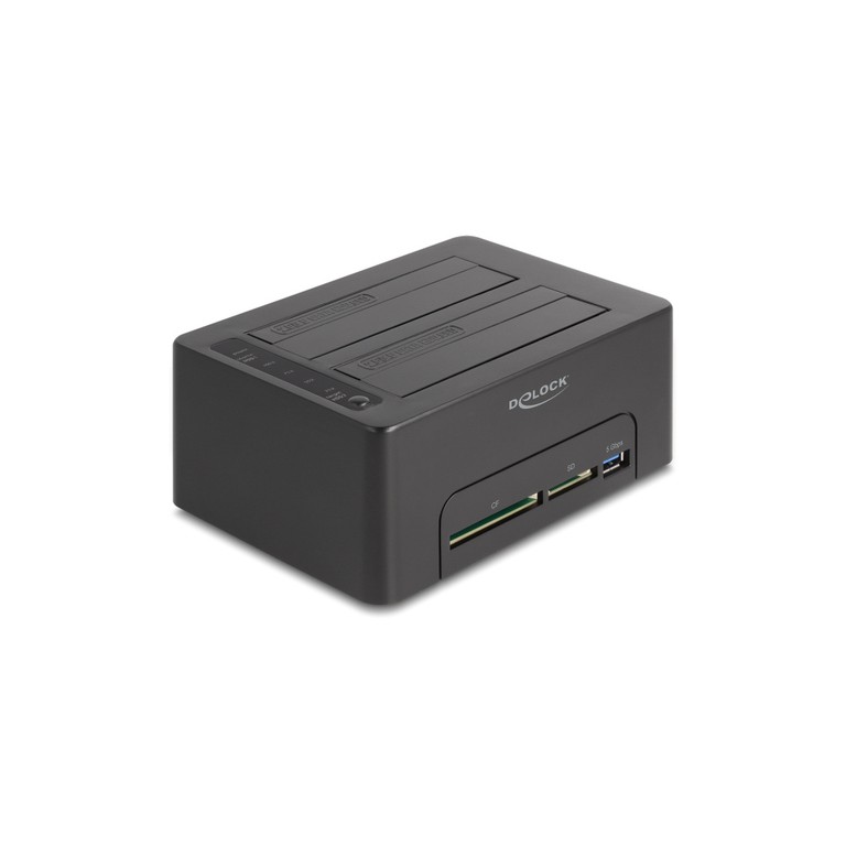 Docking station DELOCK clone function 2xθύρες HDD CF/SD μεταφορά δεδομένων έως 5Gbps μαύρο