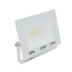 Λευκός προβολέας LED-SMD 20W 230V 3000K θερμό λευκό φως IP65 με 50εκ καλώδιο