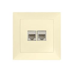 Πρίζα DATA διπλή RJ45+RJ45 Cat.6 μπεζ χρώμα σειρά Κλειώ