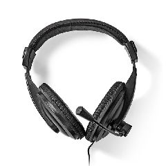 Ακουστικά κεφαλής NEDIS headset με καλώδιο 1.80m και ρυθμιζόμενο στήριγμα κεφαλής σε μαύρο χρώμα