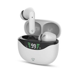 Bluetooth ακουστικά handsfree με θήκη φόρτισης και λειτουργία noise cancelling (ANC) σε λευκό χρώμα