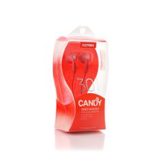 Ακουστικά ψείρες με μικρόφωνο Candy REMAX σε κόκκινο χρώμα με μήκος καλωδίου 1.2m