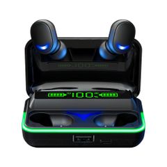 Ασύρματα in-ear ακουστικά με Βluetooth με θήκη φόρτισης και powerbank Rebel SN-E10 σε μαύρο χρώμα