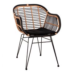 ΠΟΛΥΘΡΟΝΑ ΜΕ ΜΑΞΙΛΑΡΙ ΜΕΤΑΛΛΙΚΗ ALLEGRA HM5663 ΜΕ WICKER ΜΠΕΖ & ΜΑΥΡΟ ΧΡΩΜΑ 58x60x82Υ εκ.