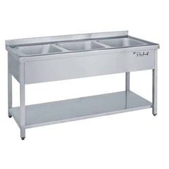 Λάντζα ανοιχτή 180cm με 3 γούρνες Prochef Ecoline