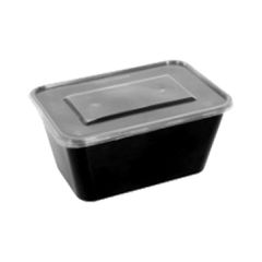 Σκεύος PP μικροκυμμάτων μαύρο, 1000cc, με διάφανο καπάκι, 17x12x8cm - Συσκευασία 100 τεμαχίων