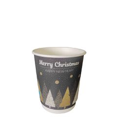 8oz Ποτήρι Ζεστών και Κρύων Χάρτινο, διπλού τοιχώματος, ΧΡΙΣΤΟΥΓΕΝΝΙΑΤΙΚΑ σχέδια - Συσκευασία 100 τεμαχίων