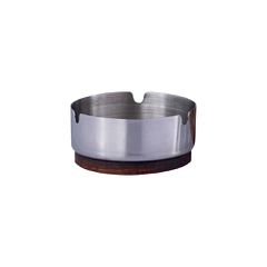 Σταχτοδοχείο INOX με ξύλινη βάση, υψηλής ποιότητας mirror γυάλισμα, φ9.5cm, Buffet Choice - Σετ 6 τεμαχίων