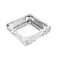 Γυάλινo Σταχτοδοχείο τετράγωνο, σκαλιστό, μεγάλο, 15x15x3,5-Σετ 12 τεμαχίων