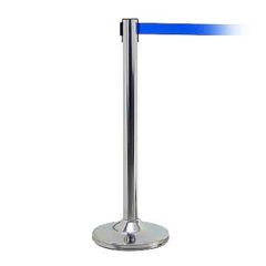 Διαχωριστικό κολωνάκι ασημί με ιμάντα μπλέ 2 μέτρων Υ94cm