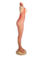 Red Mesh Bustless One-piece Stockings-thumb-1