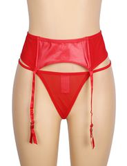 Red 2 Hook Back Sides Garter Belt Panty-thumb-11
