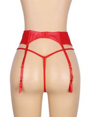Red 2 Hook Back Sides Garter Belt Panty-thumb-8