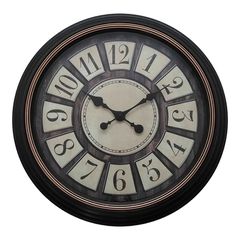 INART 349-000011 - Ρολόι τοίχου Docto Inart σε μαύρη αντικέ απόχρωση Φ55.8x5.2εκ -