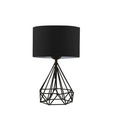 GloboStar® DIAMOND 204-0083 Μοντέρνο Eπιτραπέζιο Φωτιστικό Πορτατίφ Μονόφωτο 1 x E27 IP20 Μαύρο Μέταλλο με Μαύρο Ύφασμα - Μ24 x Π24 x Υ41cm