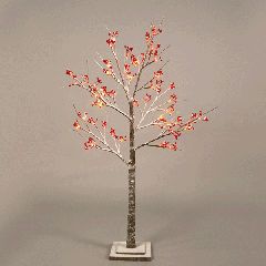 Δεντράκι χιονισμένο RED BERRY με 48 LED λαμπάκια 24VDC IP44 20X20X120cm και 3m καφέ καλώδιο τροφοδοσίας