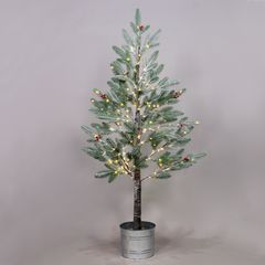Διακοσμητικό δέντρο SNOW FLOWER WITH RED CHERRY & POT με 168 LED λαμπάκια IP44 & διάσταση Υ120CM Ø20cm