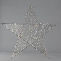 Αστέρι φωτιζόμενο 78cm με 240 led θερμό φως σε ασημί μετταλικό σκελετό και μετασχηματιστή IP44