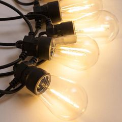 Γιρλάντα με 10 s14 λάμπες led σε θερμό φως ανά 50cm σταθερό πρ΄ογραμμα λειτουργία με μετασχηματιστή 24v και δυνατότητα επέκτασης IP44