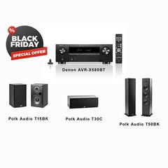 DENON AVR-X580BT Amplifier, Polk Audio T%0BK, T15BK, T30C Loudspeakers - DENON,POLK AUDIO