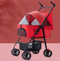 Καρότσι μεταφοράς σκύλου/γάτας Μ50xΠ59xΥ96cm - Κόκκινο