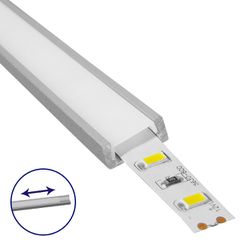 GLOBOSTAR® ALP-LINEAR ALPINA 70801-1M Επιφανειακό Προφίλ Αλουμινίου με Λευκό Γαλακτερό Συρόμενο Κάλυμμα για Ταινίες LED IP20 - Ασημί & Λευκό - Μ100 x Π1.6 x Υ0.6cm