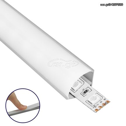 GloboStar® CORNER-PROFILE 70815-1M Προφίλ Αλουμινίου - Βάση & Ψύκτρα Ταινίας LED με Λευκό Γαλακτερό Κάλυμμα - Επιφανειακή Γωνιακή Χρήση - Πατητό Κάλυμμα - Ασημί - 1 Μέτρο - Μ100 x Π1.6 x Υ1.6cm