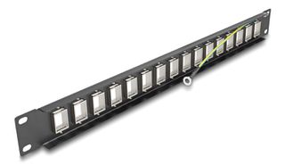 DELOCK Keystone patch panel 66758, 19"/1U, 16x ports, μαύρο-thumb-1
